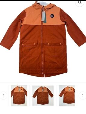 Sunday Kids Two-Tone Rust and Terracotta Hooded Puffer Jacket